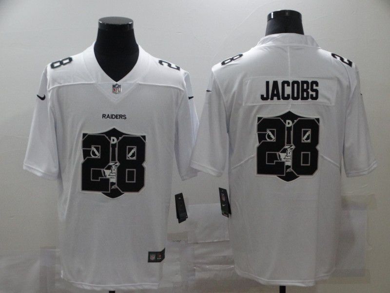 Men Oakland Raiders 28 Jacobs White White shadow 2020 NFL Nike Jerseys
